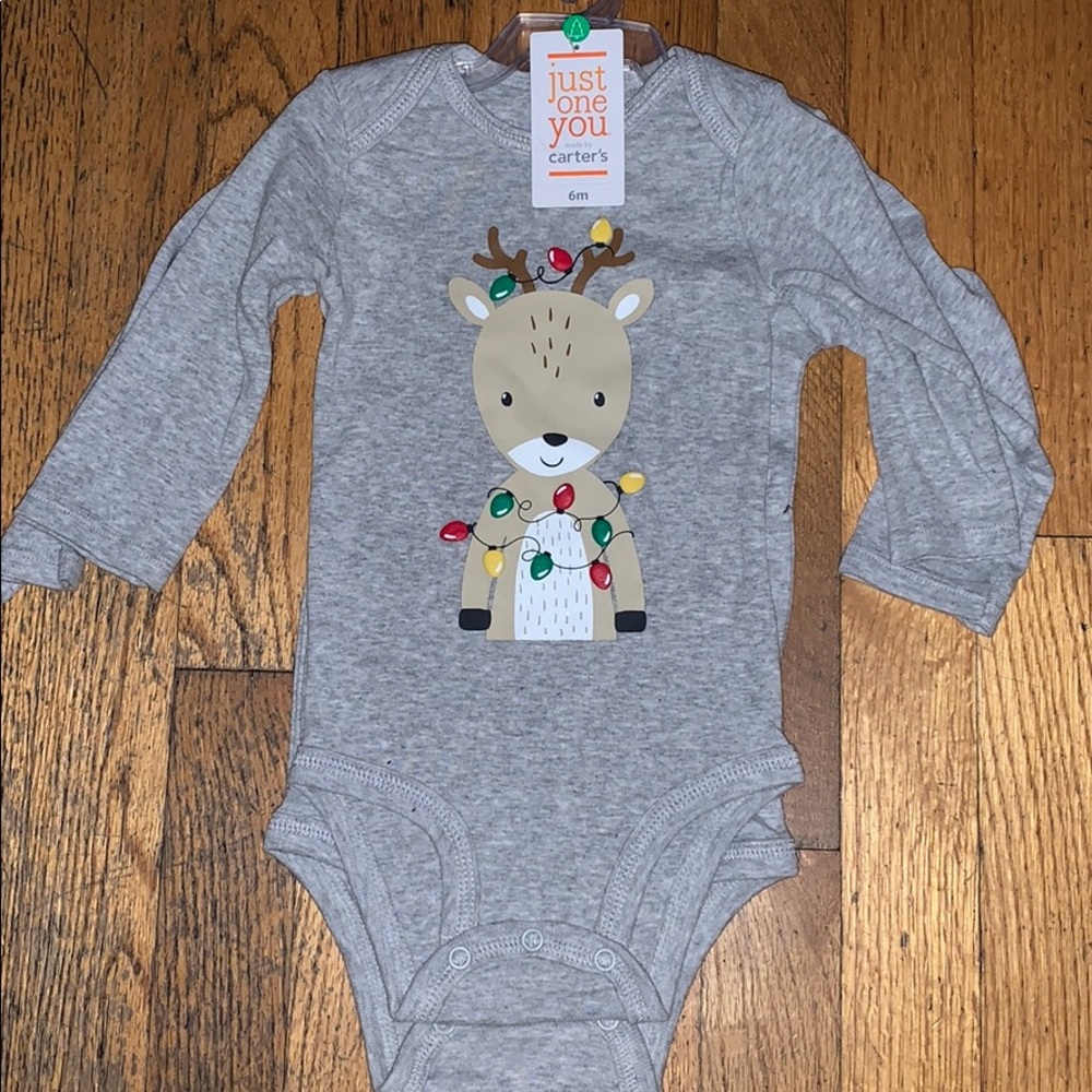 J.o.y by carters reindeer l/s onesie